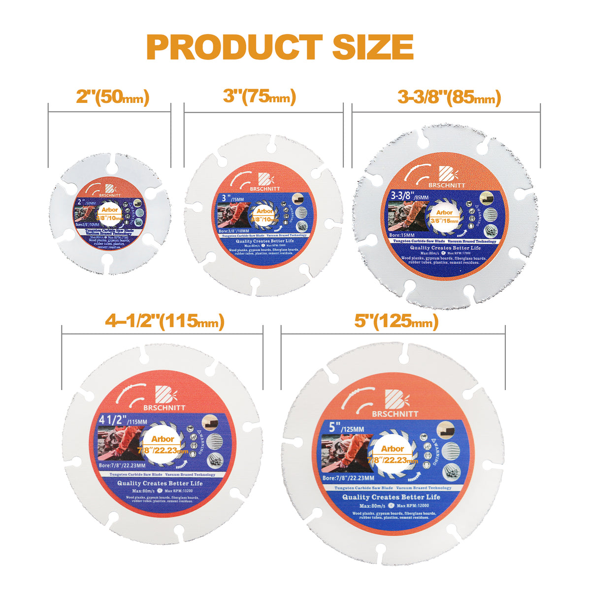 BRSCHNITT Diamond Wood Cutting Disc 75-125mm for Wood Laminate Gypsum Board Plastic Vacuum Brazed