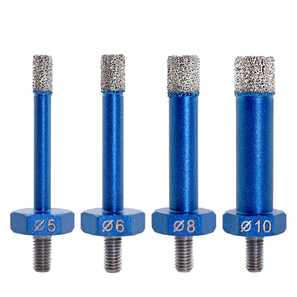 Forets à sec BRSCHNITT 1 ou 2 pièces de diamètre 5/6/8/10 mm pour granit, porcelaine, carrelage, marbre, mini meuleuse d'angle, mèche brasée sous vide, filetage M5