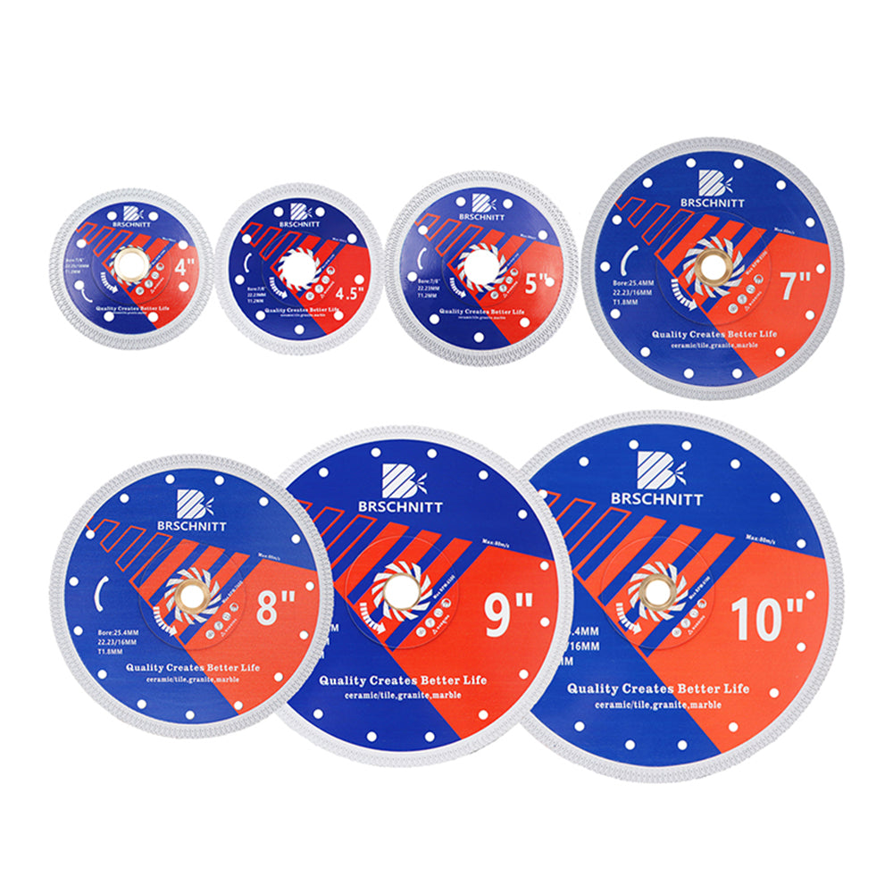 BRSCHNITT Diamond X Mesh Cutting Disc Dia 4"/4.5" /5"/7"/8"/9"/10" Cutting Ceramic Porcelain Tile Marble Granite Hot Pressed Turbo Saw Blade
