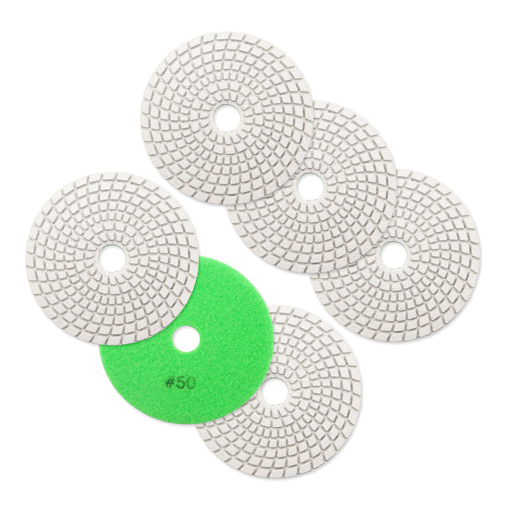 BRSCHNITT Wet Diamond Flexible Polishing Pads 4inch 6pcs /set Polishing Granite Marble Ceramic Artifical Stone Sanding Disc