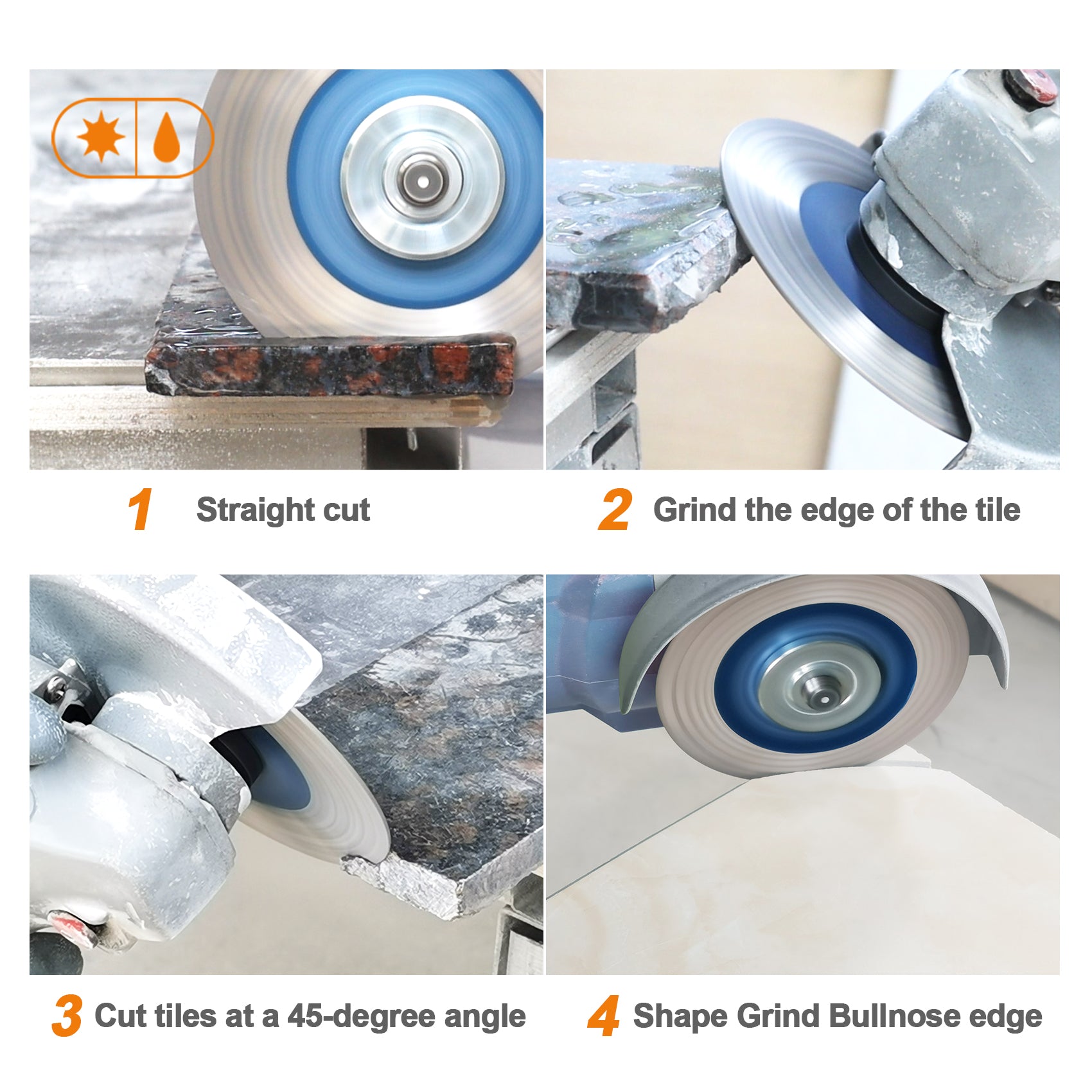 BRSCHNITT Diamond Hexagonal Double Sided Cutting Grinding Disc 125mm for Ceramic Tile Marble Stone
