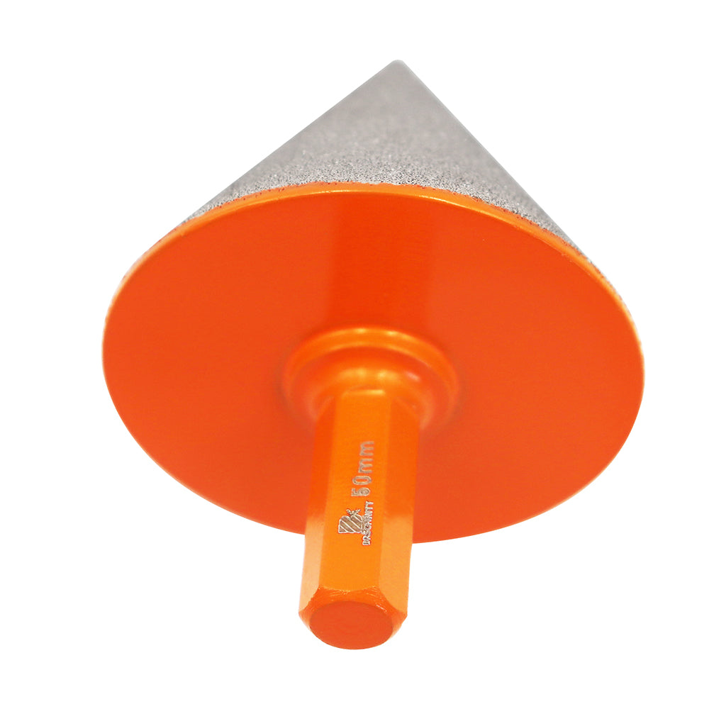 BRSCHNITT Diamant-Abschrägungsfräser, vakuumgelötet, 1 Stück, Durchmesser 50 mm, zum Vergrößern und Formen vorhandener Löcher, für Porzellan, Keramikfliesen und Marmor, Sechskantschaft