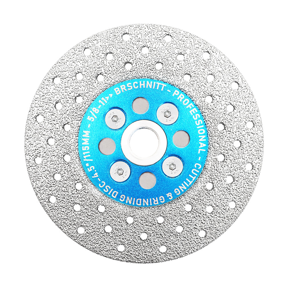 BRSCHNITT Diamond Cutting Grinding Saw Blades 1pc or 2pcs Dia 4.5"/115mm for Stone Tile Concrete Marble Granite Vacuum Brazed Cutting Disc 5/8"-11 Thread