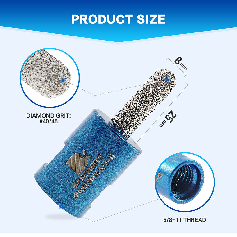 BRSCHNITT Diamond Mortar Raking Bit Vacuum Brazed  1pc Dia 8mm Mortar Raking Tuck Pointing Granite Masonry Stone Marble Concrete Angle Grinder