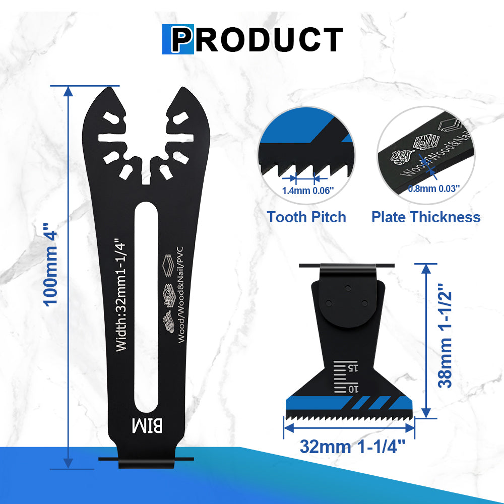 BRSCHNITT Bi-Metal Oscillating Saw Blade 100mm 90° Angle with Adapter for Multitool