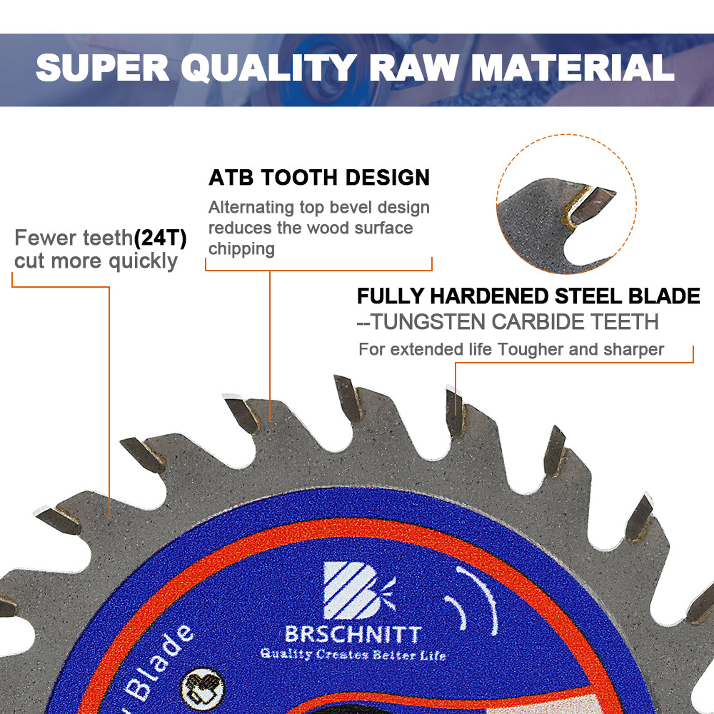 BRSCHNITT TCT Dry 75-85mm Cutting Circular Saw Blade Tungsten Carbide Tipped for Wood Plastic PVC