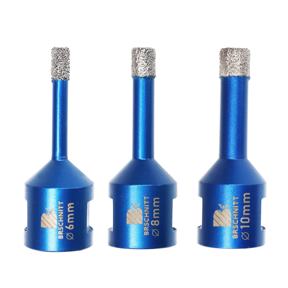 BRSCHNITT Diamond Core Drill Bit 3pcs/set Dia 6/8/10mm Marble Granite Porcelain Tile Vacuum Brazed Diamond Hole Saw M14 Thread