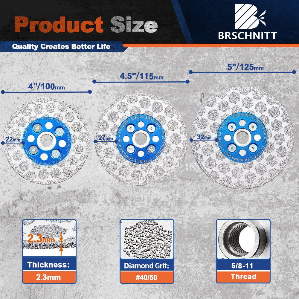 BRSCHNITT 1/2pcs 100/115/125mm Circular Saw Diamond Saw Blade for Grinding Granite Marble Concrete Tile Diamond Cutting Disc