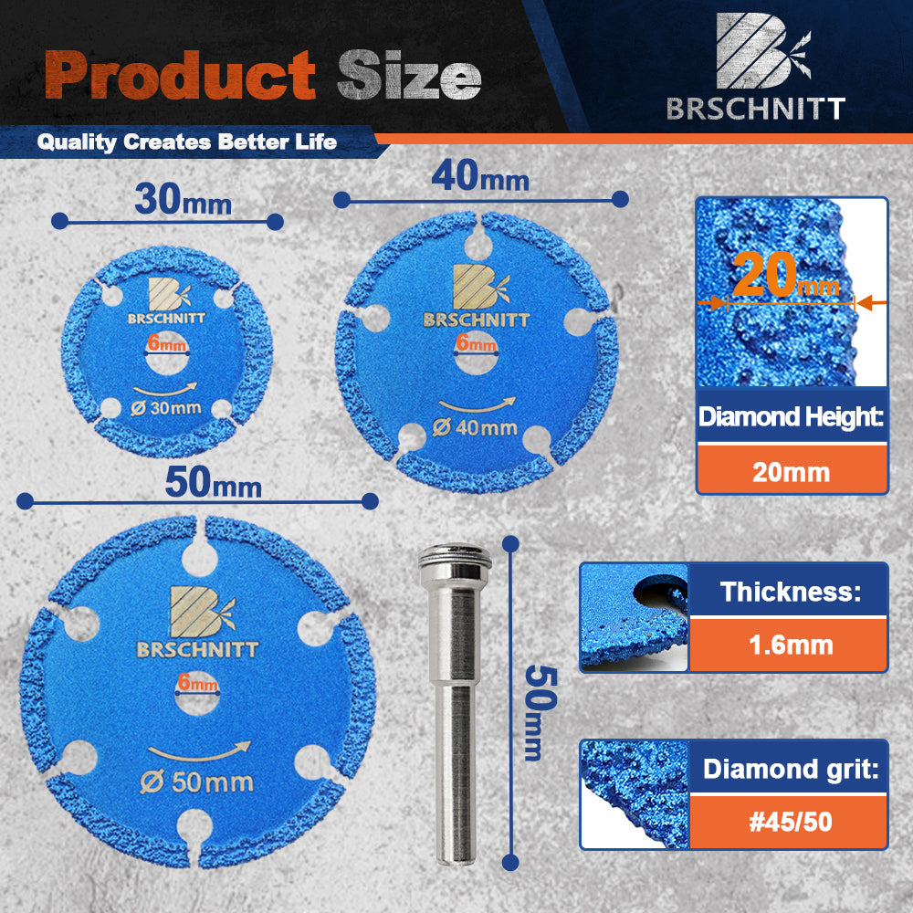 BRSCHNITT 30/40/50mm Mini Iron Cutting Disc Brazed Mini Saw Blade for Cutting Iron Mental