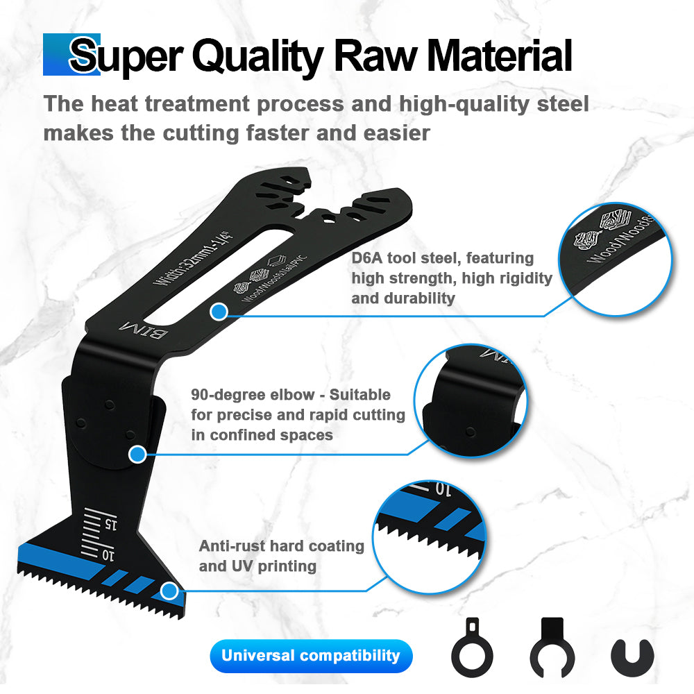 BRSCHNITT Bi-Metal Oscillating Saw Blade 100mm 90° Angle with Adapter for Multitool