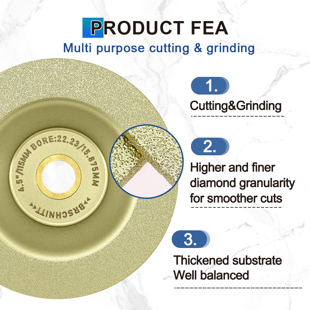 BRSCHNITT Brazed Diamond Grinding Cup Wheel 115-125mm #300 for Dekton Porcelain Tile Granite Marble