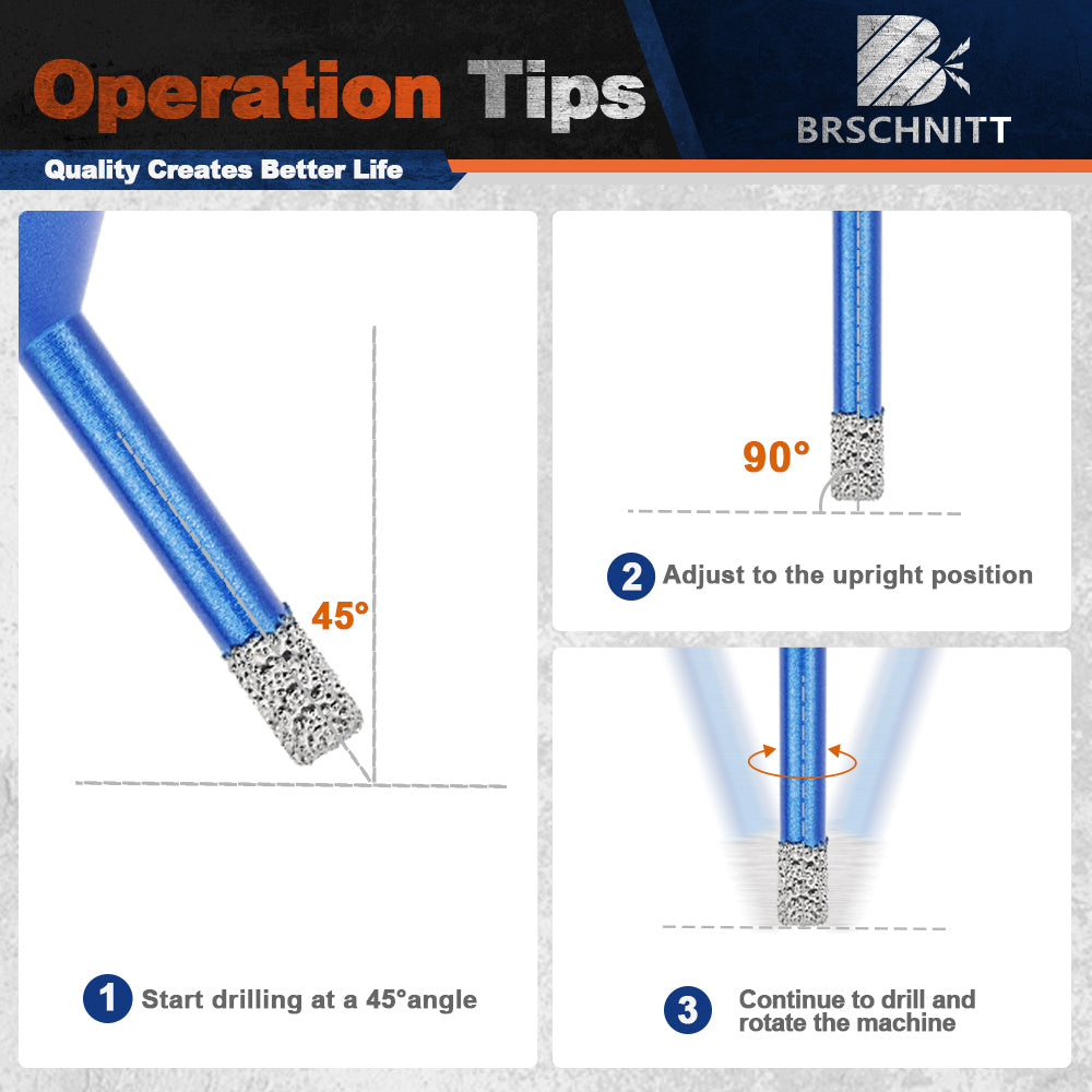 BRSCHNITT 12pcs 6-110mm Diamond Drill Bits Kit Milling Bit 2inch/50MM Chamfer Bit 5 inch Tile Blade for Porcelain Tile Ceramic Stone Granite Marble