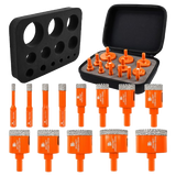 BRSCHNITT 13pcs Triangle Shank Diamond Core Drill Bit Set Vacuum Brazed Hole Saw for Granite Marble Porcelain Tile