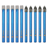 BRSCHNITT Dry Diamond Hole Saw Set 10pcs 6-10mm with Carbide Drill Bits for Porcelain Tile Ceramic Stone