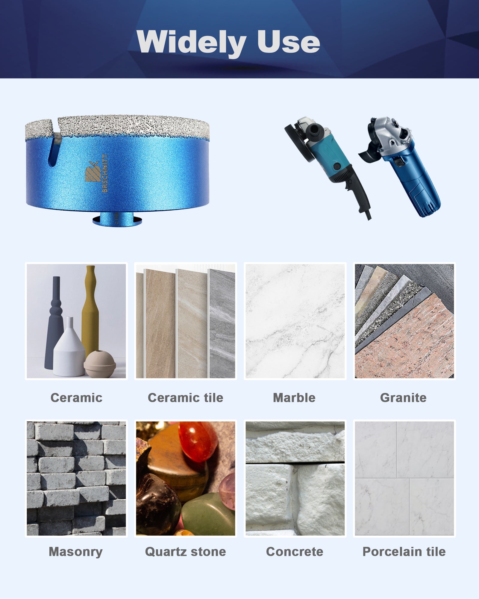 BRSCHNITT-Diamond 1pc 100/110/125/130/150MM Lightning Teeth Drill Bit Hole Saw for Porcelain Tile Crowns Granite Marble Stone