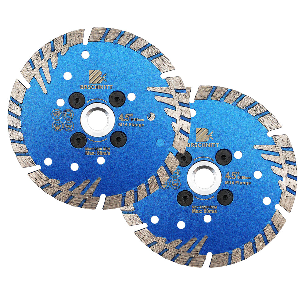 BRSCHNITT M14 & 5/8"-11 Thread Dry & Wet Use Diamond Cutting Disc Set 125mm for Concrete Granite Marble Tile