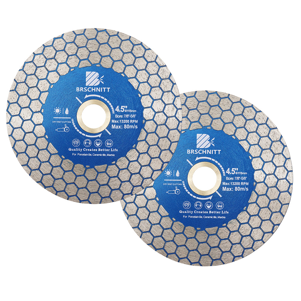 BRSCHNITT Diamant-Sägeblatt, sechseckig, zum Schneiden und Schleifen, doppelseitig, 1 Stück, Durchmesser 5 Zoll/125 mm, Trennscheibe für Keramikfliesen, Porzellan, Marmor, Stein