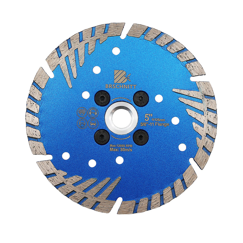 BRSCHNITT M14 & 5/8"-11 Thread Dry & Wet Use Diamond Cutting Disc Set 125mm for Concrete Granite Marble Tile