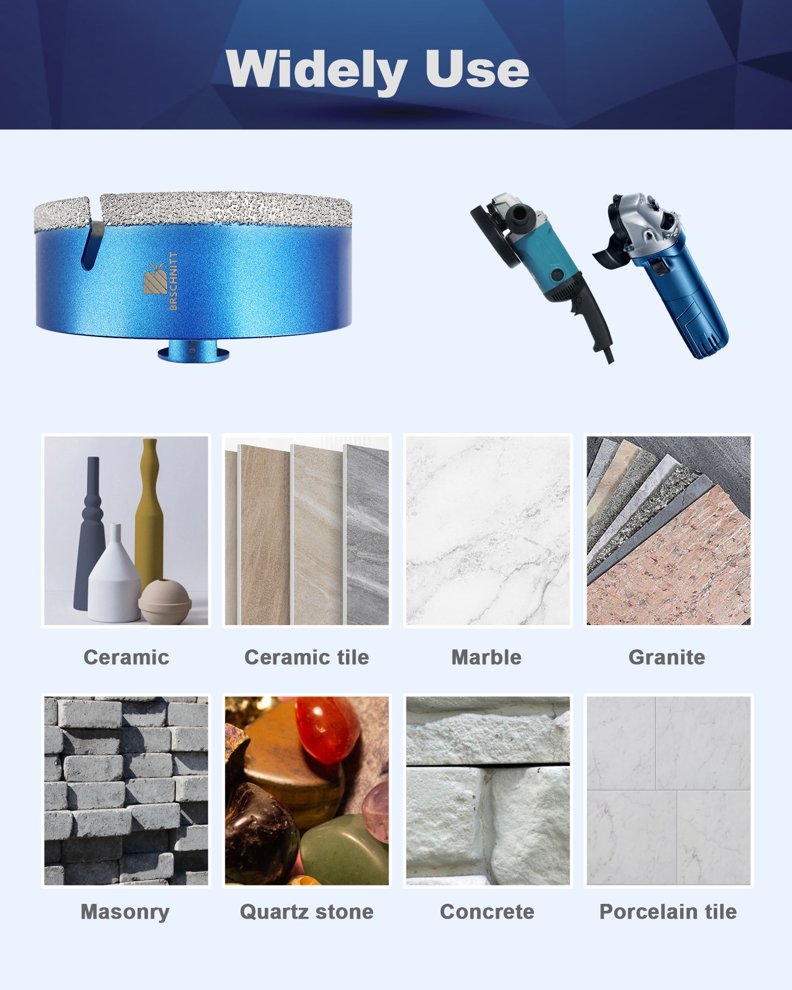 BRSCHNITT-Diamond 1pc 100/110/125/130/150MM Lightning Teeth Drill Bit Hole Saw for Porcelain Tile Crowns Granite Marble Stone