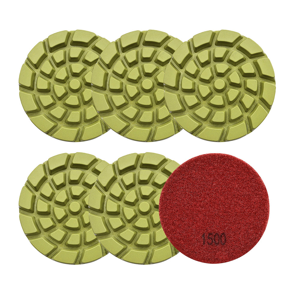 BRSCHNITT 6pcs Resin Bond Diamond Floor Polishing Pads 4" for Concrete Polishing