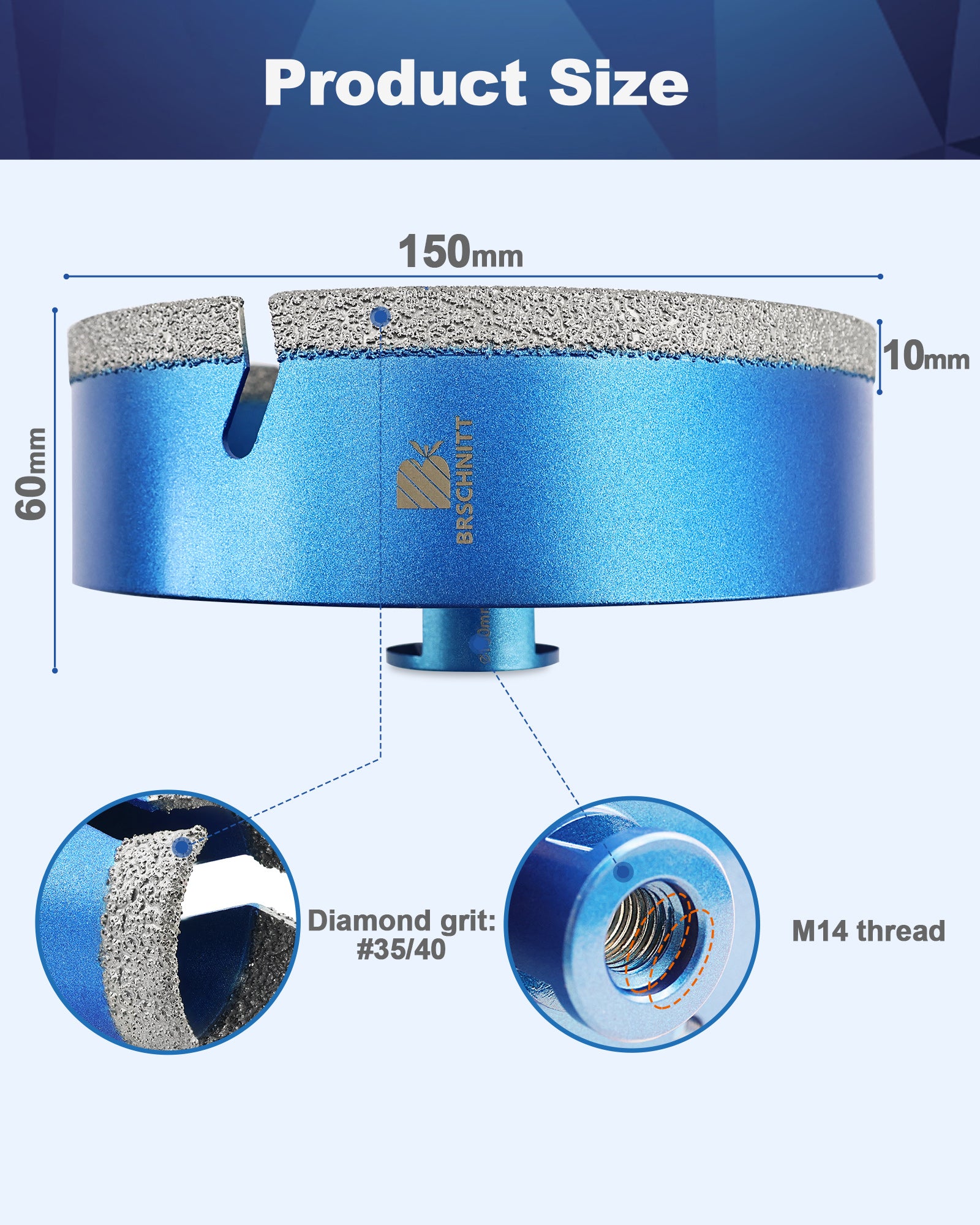 BRSCHNITT-Diamond 1pc 100/110/125/130/150MM Lightning Teeth Drill Bit Hole Saw for Porcelain Tile Crowns Granite Marble Stone
