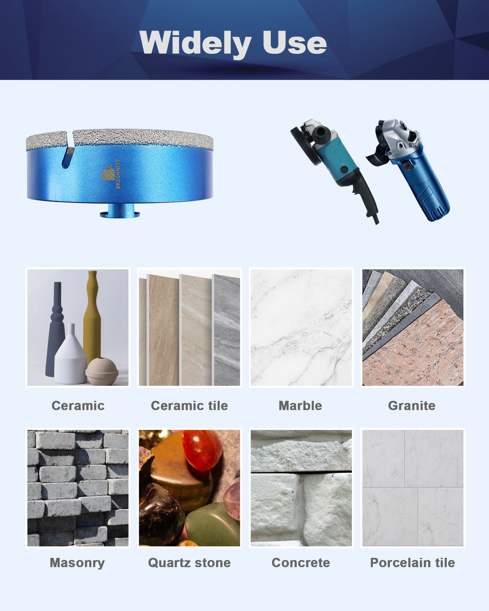 BRSCHNITT-Diamond 1pc 100/110/125/130/150MM Lightning Teeth Drill Bit Hole Saw for Porcelain Tile Crowns Granite Marble Stone