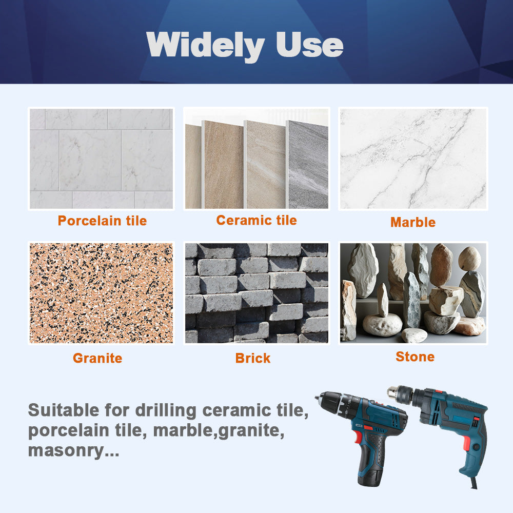 BRSCHNITT Triangle Shank Diamond Core Drill Bit Set 10pcs 6-10mm Dry Drilling for Porcelain Tile Granite Marble