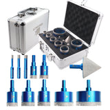 BRSCHNITT Triangle Shank Diamond Core Drill Bit Set 11pcs 6-65mm with Chamfer Bit for Tile Marble Granite