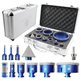 BRSCHNITT M14 Diamond Hole Saw Set 11pcs 6-100mm Core Bits with 50mm Chamfer Bit for Tile Stone