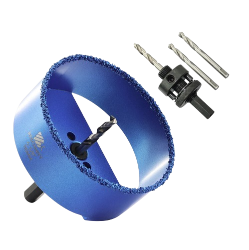 BRSCHNITT Carbide Grit Hole Saw 4-3/8" & 6-3/8" with Arbor for Wood Drywall MDF Plaster and Hardie Board