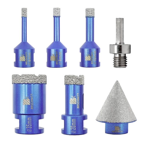 BRSCHNITT M14Thread Diamond Drill Bit Set 6-35mm with 35mm Finger Router for Tile Porcelain Granite Marble
