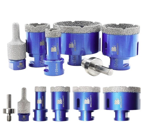 BRSCHNITT M14 Diamond Drill Bit Set 20-68mm with 10-25mm Finger Router for Tile Porcelain Granite Marble