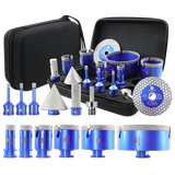 BRSCHNITT M14 Thread Diamond Drill Set 6-110mm with Finger Router and Chamfer Bit for Tile Granite Marble
