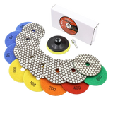 BRSCHNITT 4 Inch Dry Diamond Polishing Pads Set 50-800 Grit with 5/8"-11 Backer for Granite Marble Concrete Quartz