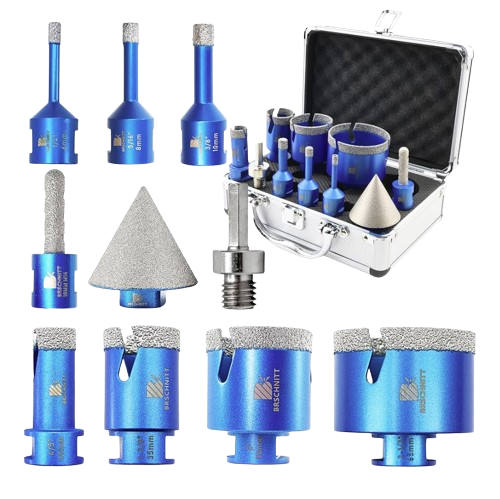 BRSCHNITT M14 Diamond Drill Bit Set 6-68mm with 10mm and 50mm Diamond Finger Bits for Tile Porcelain Granite Marble