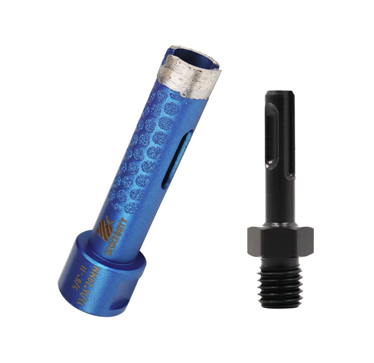 BRSCHNITT 1-1/2 Inch Laser Welded Diamond Core Drill Bit 5/8"-11 with Adapter for Granite Marble Concrete Stone
