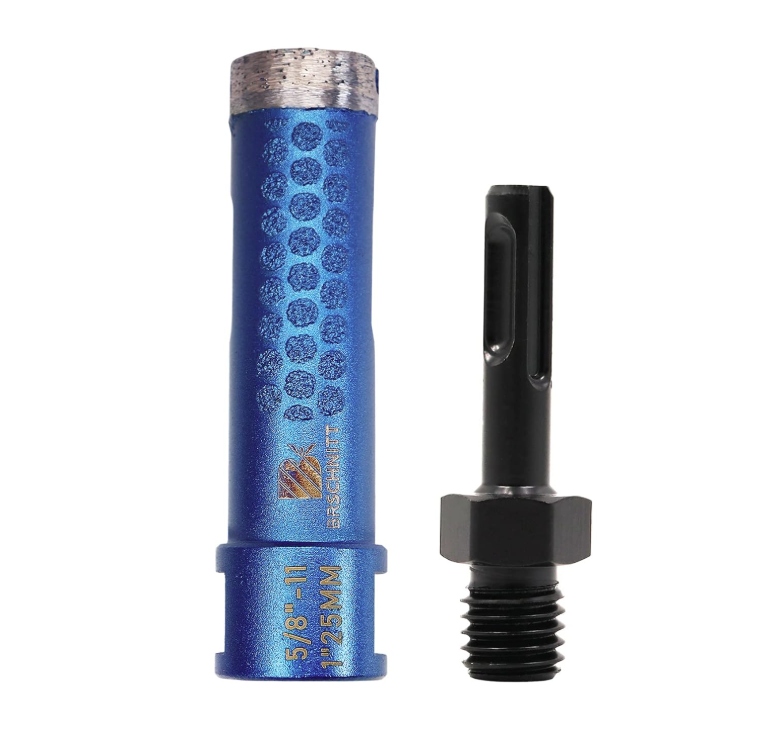 BRSCHNITT 1-1/2 Inch Laser Welded Diamond Core Drill Bit 5/8"-11 with Adapter for Granite Marble Concrete Stone