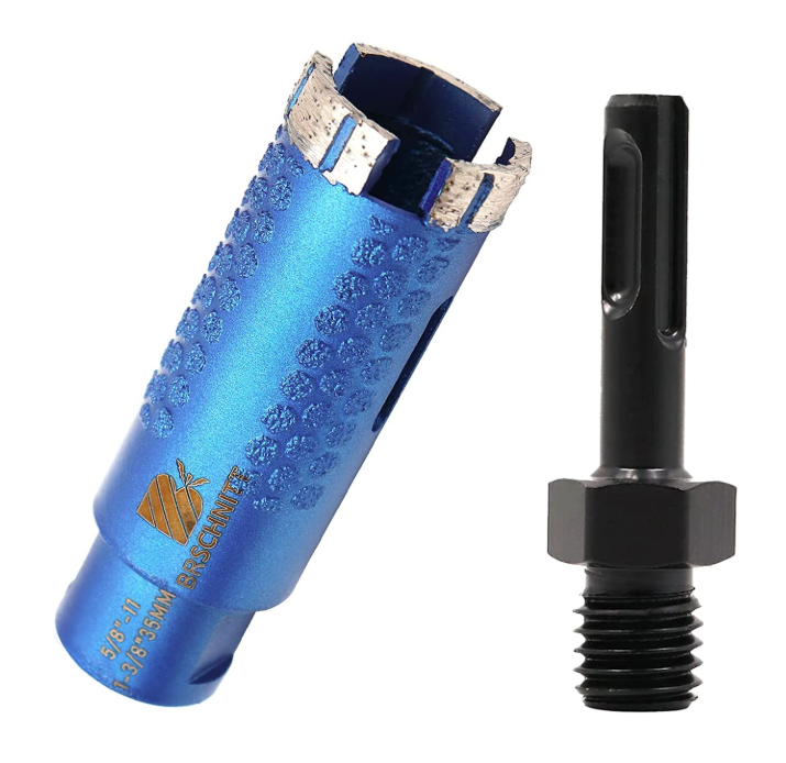 BRSCHNITT 1-1/2 Inch Laser Welded Diamond Core Drill Bit 5/8"-11 with Adapter for Granite Marble Concrete Stone