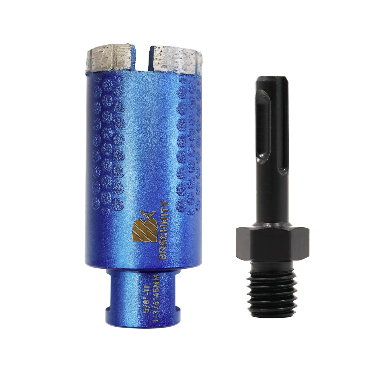 BRSCHNITT 1-1/2 Inch Laser Welded Diamond Core Drill Bit 5/8"-11 with Adapter for Granite Marble Concrete Stone