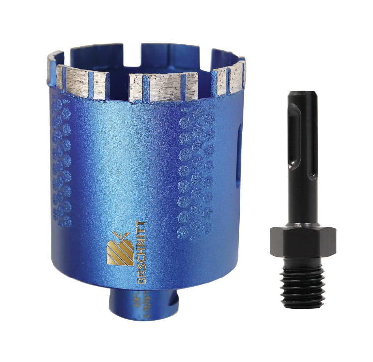 BRSCHNITT 1-1/2 Inch Laser Welded Diamond Core Drill Bit 5/8"-11 with Adapter for Granite Marble Concrete Stone