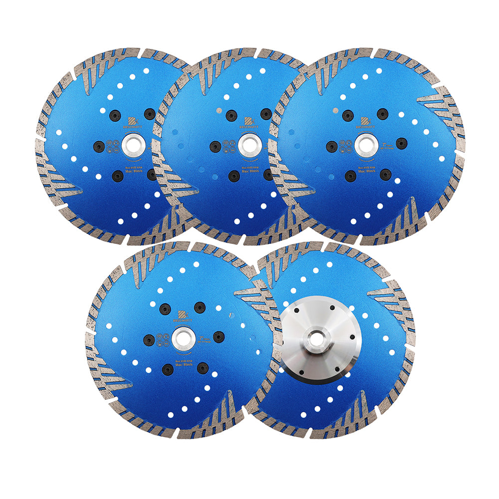 BRSCHNITT M14 & 5/8"-11 Thread Dry & Wet Use Diamond Cutting Disc Set 125mm for Concrete Granite Marble Tile