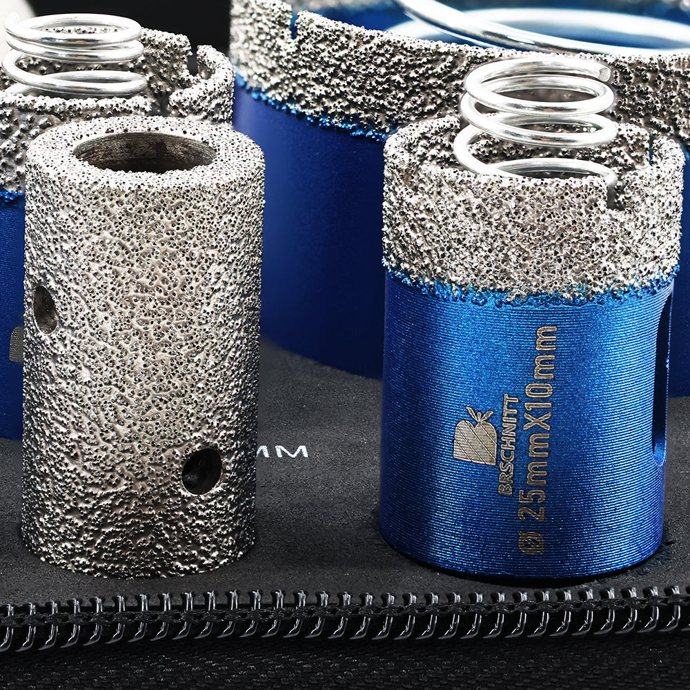 BRSCHNITT Jeu de 11 forets diamantés à tige hexagonale 6-65 mm, scie cloche avec ressort pour carrelage en céramique et marbre