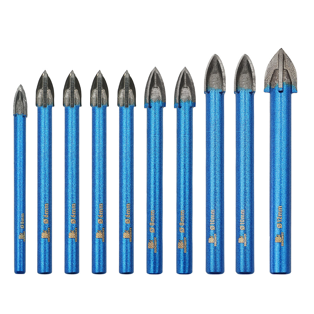 BRSCHNITT Dry Diamond Hole Saw Set 10pcs 6-10mm with Carbide Drill Bits for Porcelain Tile Ceramic Stone