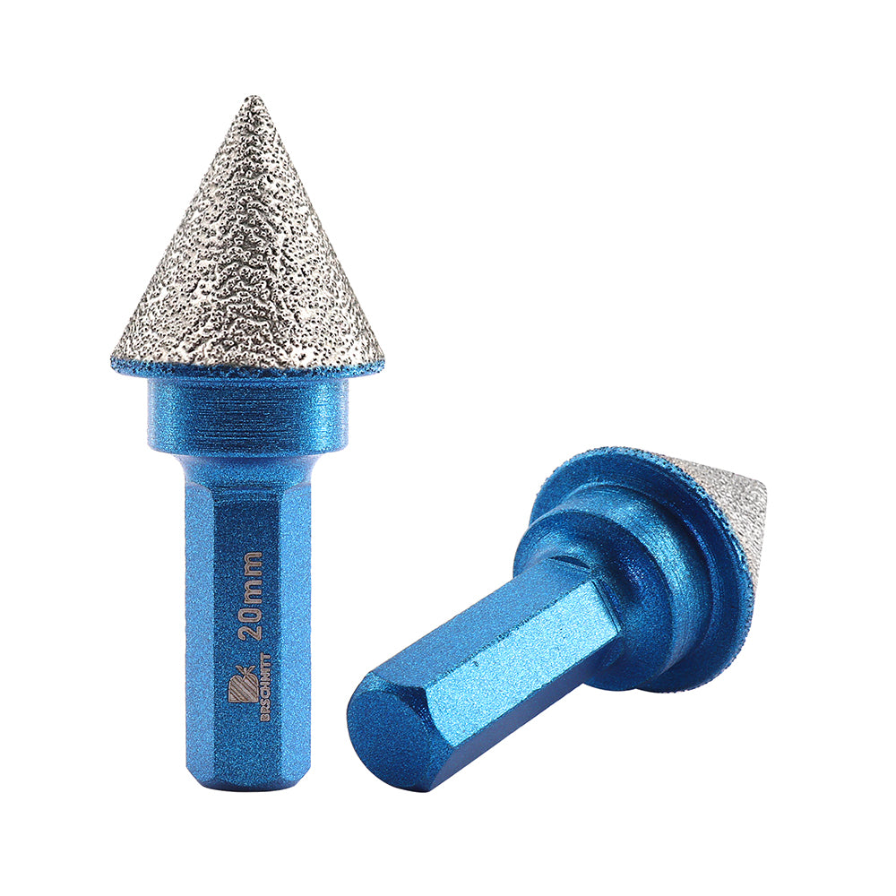 BRSCHNITT Diamant-Abschrägungsfräser, vakuumgelötet, 1 Stück, Durchmesser 20/35/50/82 mm, zum Vergrößern und Formen der Abschrägung vorhandener Löcher, Porzellan, Keramik, Fliesen, Marmor
