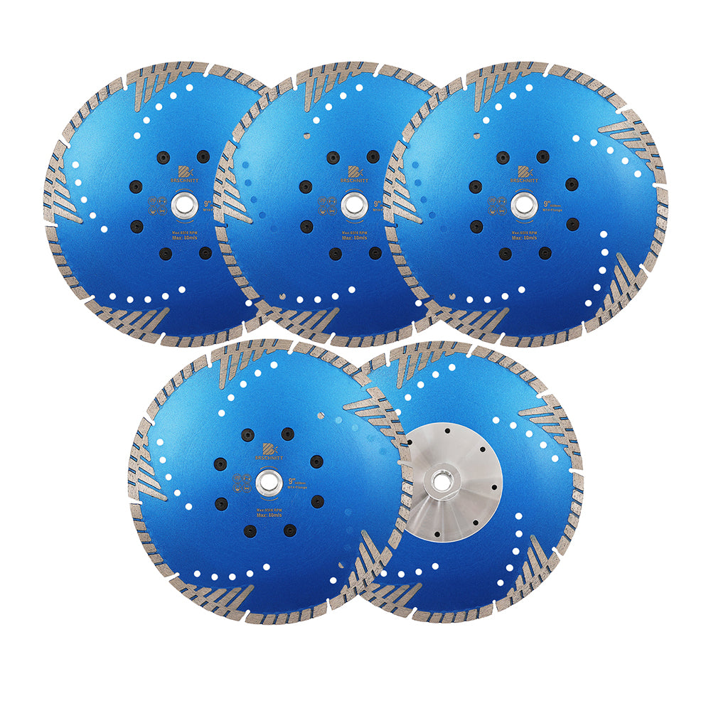 BRSCHNITT M14 & 5/8"-11 Thread Dry & Wet Use Diamond Cutting Disc Set 125mm for Concrete Granite Marble Tile