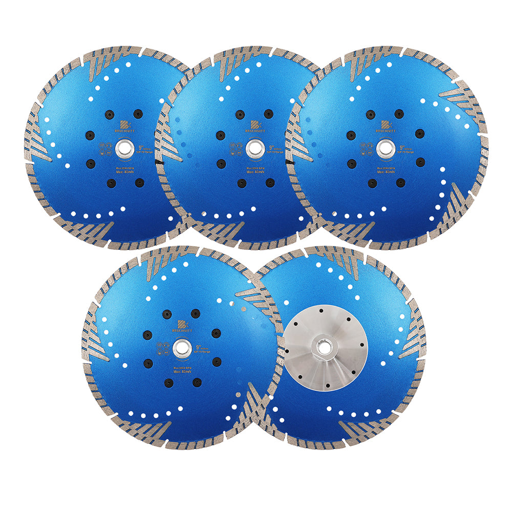 BRSCHNITT M14 & 5/8"-11 Thread Dry & Wet Use Diamond Cutting Disc Set 125mm for Concrete Granite Marble Tile