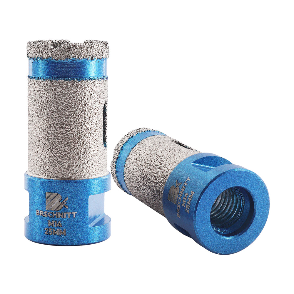 Foret diamanté BRSCHNITT 1 ou 2 forets de perçage et de fraisage pour trous de 20/25/35/50/68/75 mm de diamètre, pour agrandir le trou, pour porcelaine, céramique, carrelage, granit, marbre, pierre, filetage 5/8"-11 ou M14.