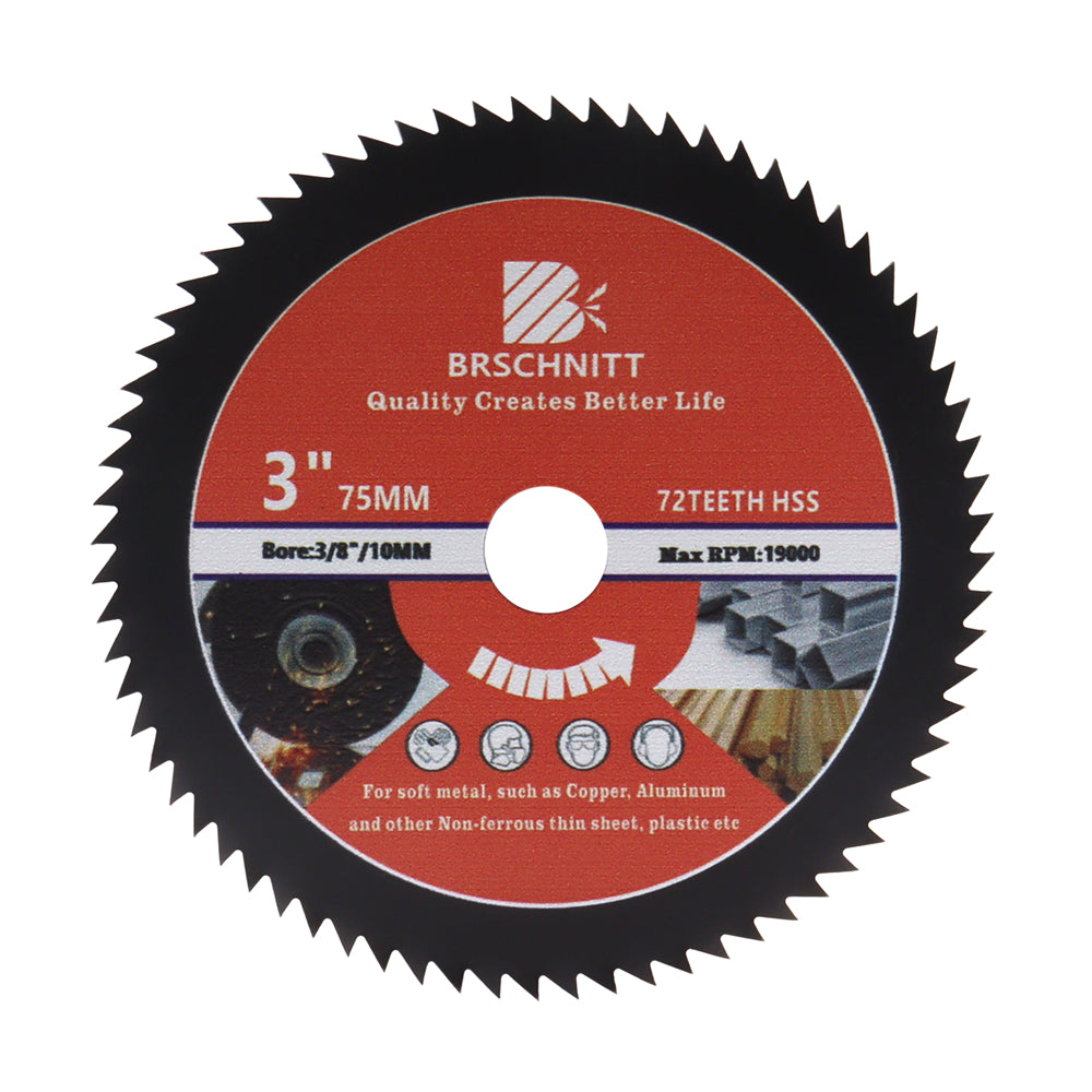 BRSCHNITT High-Speed Steel Cutting Disc 1/2/3pcs Dia 3"/75mm Soft Metal Aluminum Wood Plastic Copper Superthin Saw Blade