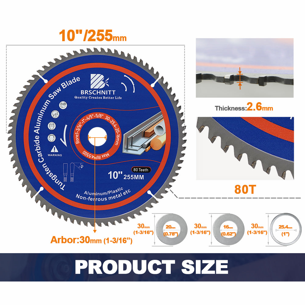 BRSCHNITT 1 Stück/2 Stück 184/255/305 mm Sägeblätter zum Schneiden von Aluminium-Kunststoff 