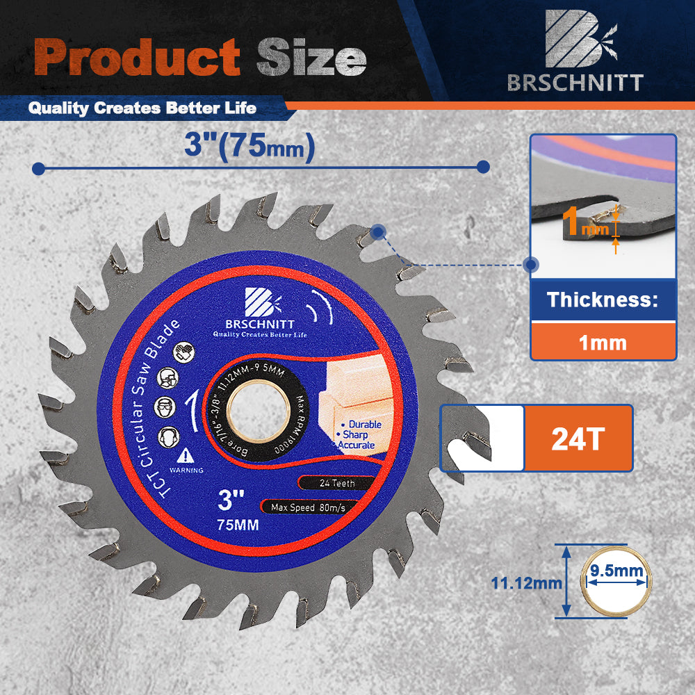 BRSCHNITT 2/3pcs TCT Cutting Disc Diameter 75mm Mini Saw Wood Working Saw Blades Plastics Saw Blade Wood Composites Cutting Wheel